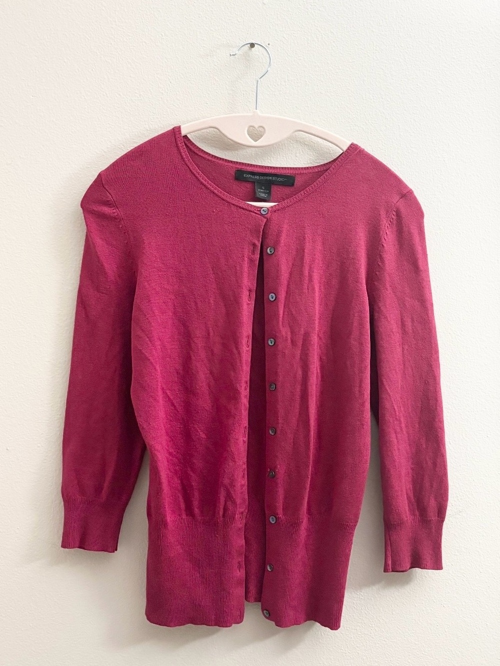 5/$25 🩷 Silk Express Women's Dark Berry Button-Front Cardigan - Picture 1 of 6